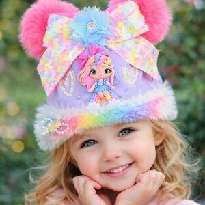 Colorful Kids Toy Hat with Pink and Purple Accents